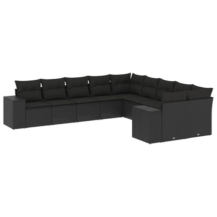 sofasæt til haven 10 dele med hynder polyrattan sort