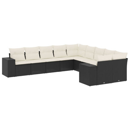 sofasæt til haven 10 dele med hynder polyrattan sort