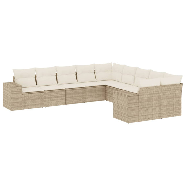 sofasæt til haven 10 dele med hynder polyrattan beige