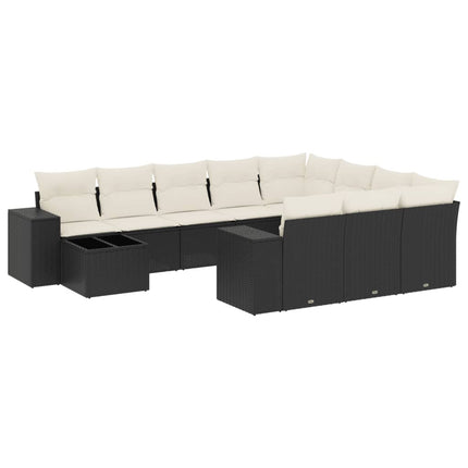 sofasæt til haven 11 dele med hynder polyrattan sort