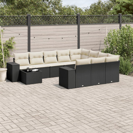 sofasæt til haven 11 dele med hynder polyrattan sort