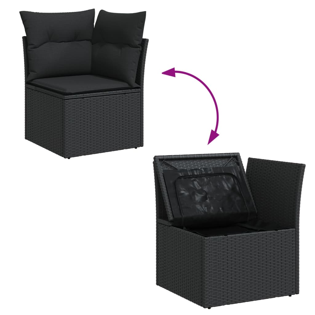 sofasæt til haven 4 dele med hynder polyrattan sort