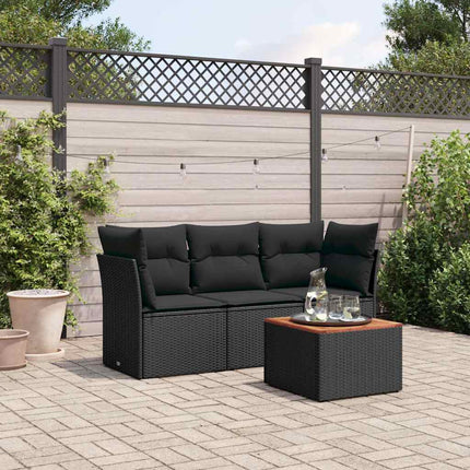 sofasæt til haven 4 dele med hynder polyrattan sort