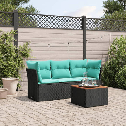 sofasæt til haven 4 dele med hynder polyrattan sort