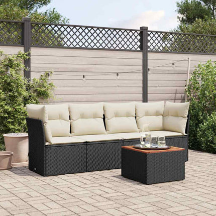sofasæt til haven 5 dele med hynder polyrattan sort
