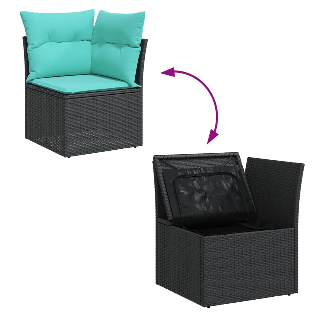 sofasæt til haven 5 dele med hynder polyrattan sort