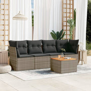 sofasæt 5 dele med hynder polyrattan grå