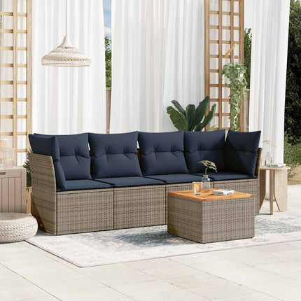 sofasæt til haven 5 dele med hynder polyrattan grå