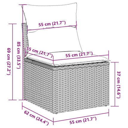 sofasæt til haven 6 dele med hynder polyrattan sort