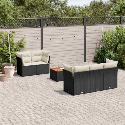 sofasæt til haven 6 dele med hynder polyrattan sort