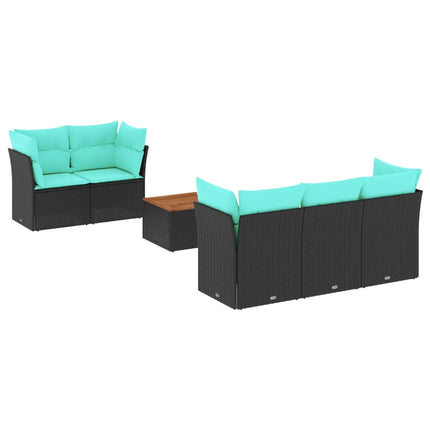 sofasæt til haven 6 dele med hynder polyrattan sort