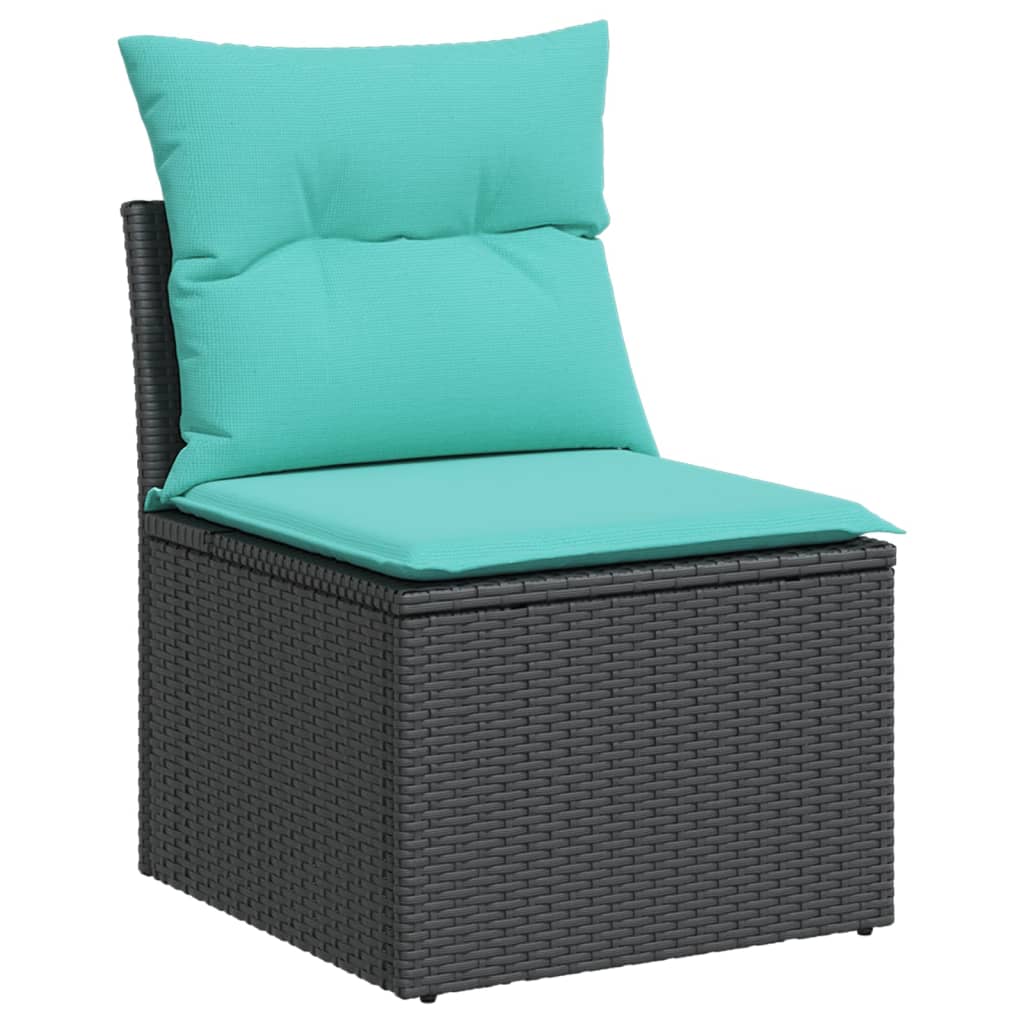 sofasæt til haven 7 dele med hynder polyrattan sort