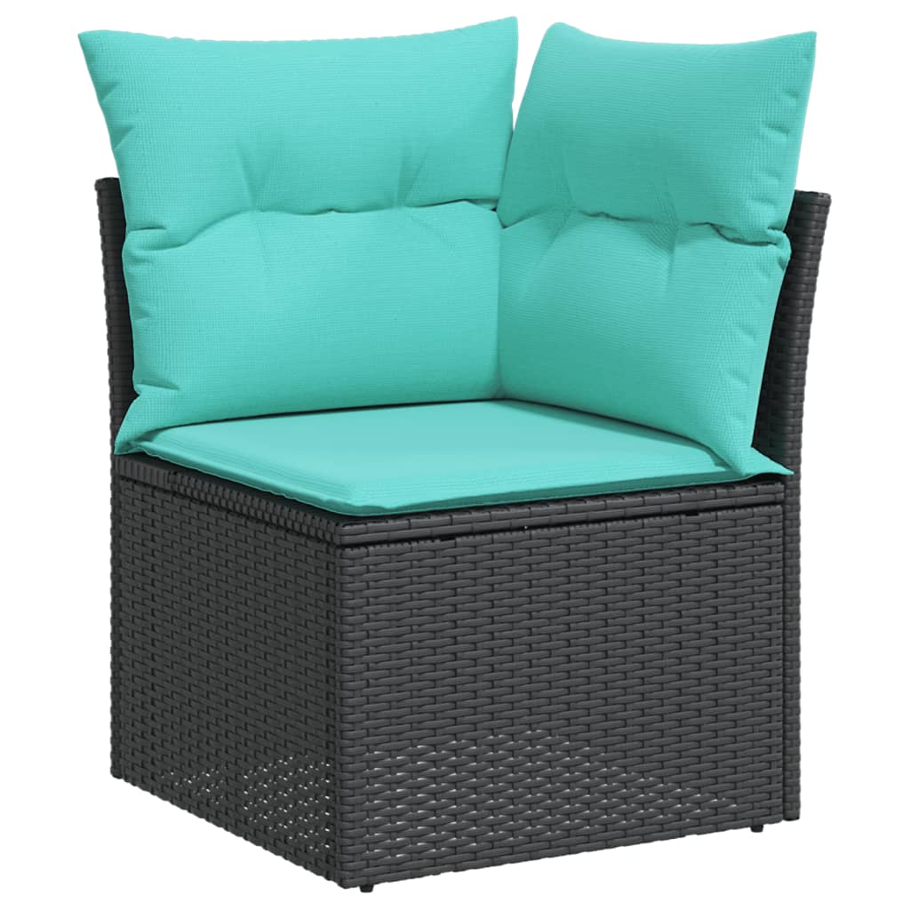 sofasæt til haven 7 dele med hynder polyrattan sort