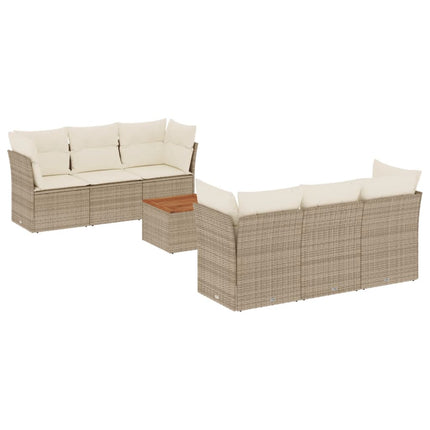sofasæt til haven 7 dele med hynder polyrattan beige