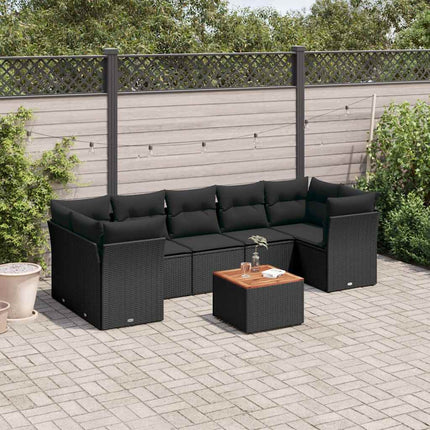 sofasæt til haven 8 dele med hynder polyrattan sort