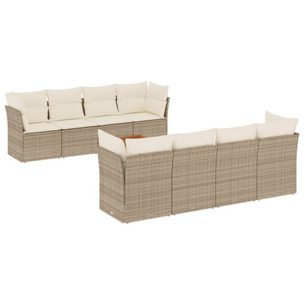 sofasæt til haven 9 dele med hynder polyrattan beige