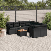sofasæt til haven 9 dele med hynder polyrattan sort