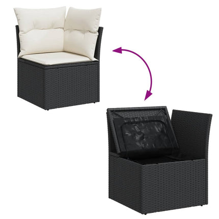 sofasæt til haven 7 dele med hynder polyrattan sort