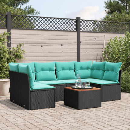 sofasæt til haven 7 dele med hynder polyrattan sort