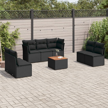 sofasæt til haven 8 dele med hynder polyrattan sort