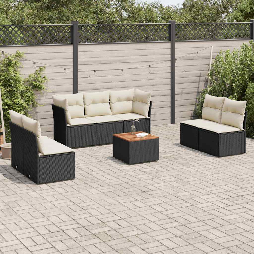 sofasæt til haven 8 dele med hynder polyrattan sort