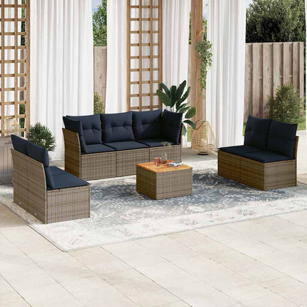 sofasæt til haven 8 dele med hynder polyrattan grå