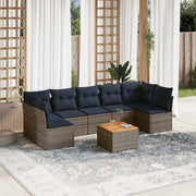 sofasæt til haven 8 dele med hynder polyrattan grå