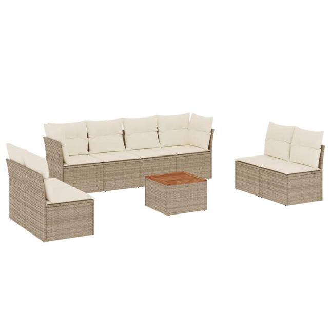 sofasæt til haven 9 dele med hynder polyrattan beige