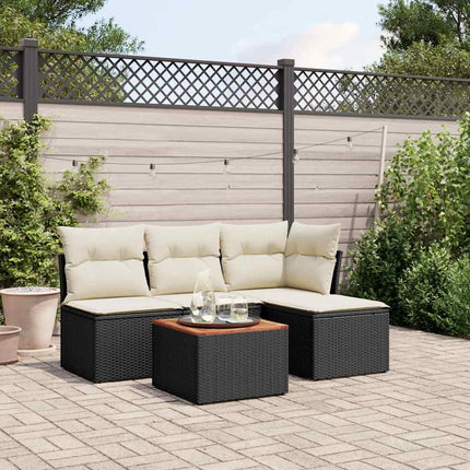 sofasæt til haven 5 dele med hynder polyrattan sort