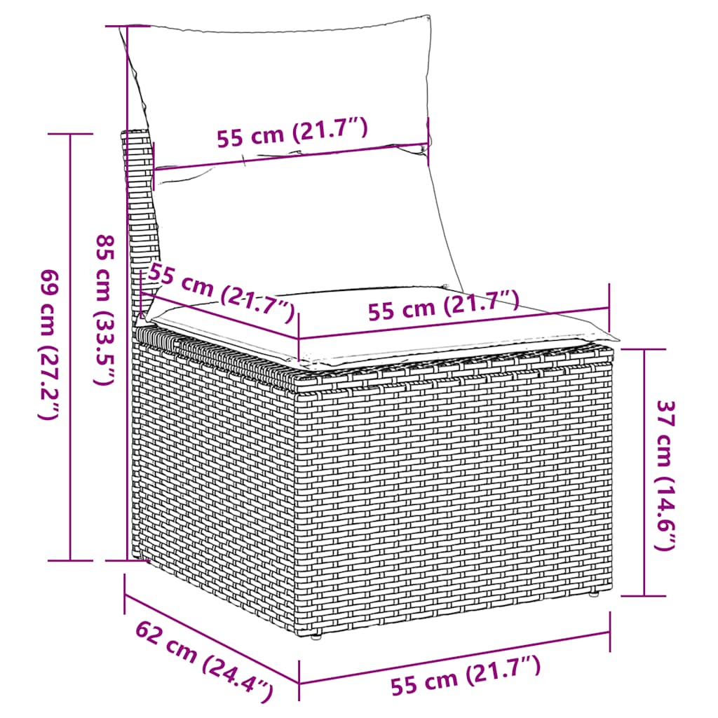 sofasæt til haven 5 dele med hynder polyrattan sort
