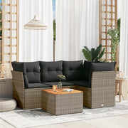 sofasæt 5 dele med hynder polyrattan grå