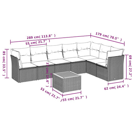 sofasæt til haven 8 dele med hynder polyrattan grå