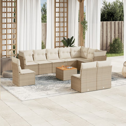 sofasæt til haven 11 dele med hynder polyrattan beige