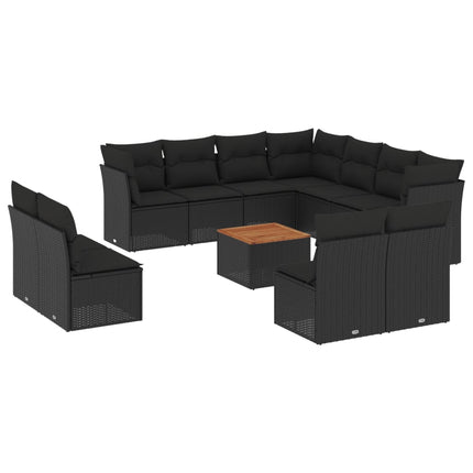 sofasæt til haven 12 dele med hynder polyrattan sort