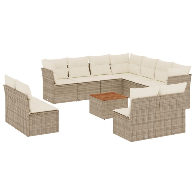 sofasæt til haven 12 dele med hynder polyrattan beige