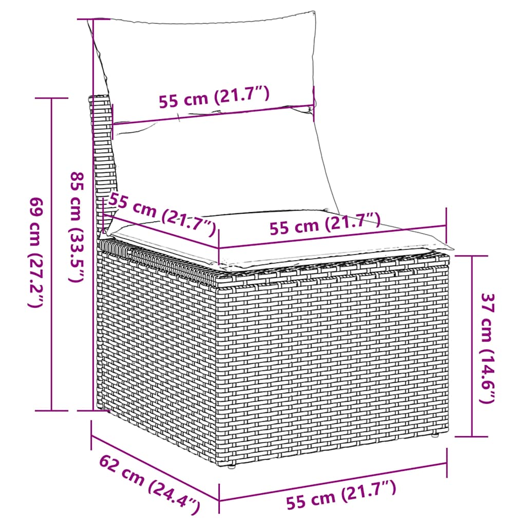 sofasæt til haven 11 dele med hynder polyrattan sort