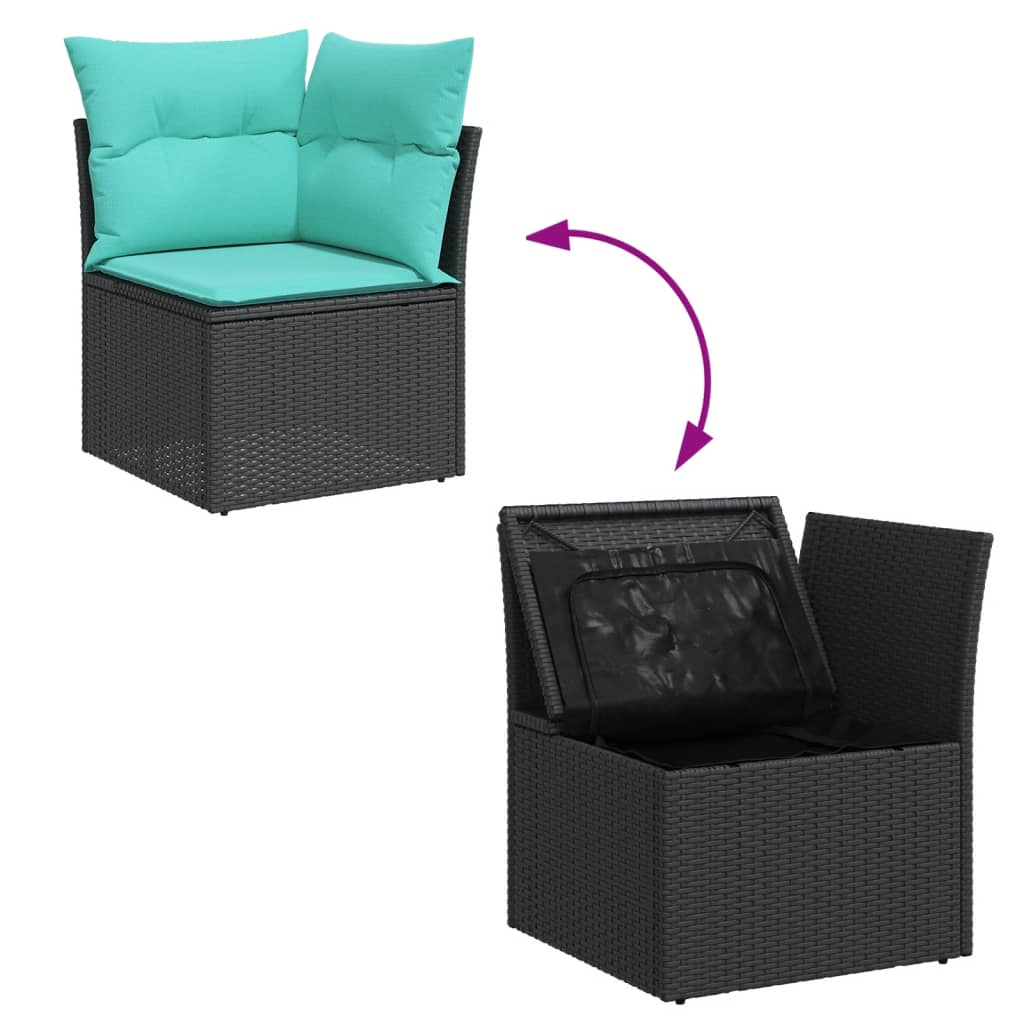 sofasæt til haven 11 dele med hynder polyrattan sort