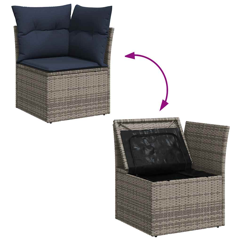 loungesæt til haven 10 dele med hynder polyrattan grå