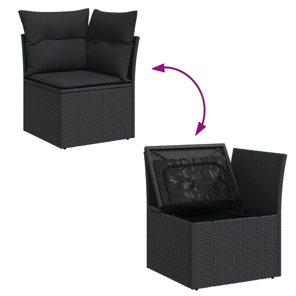 sofasæt til haven 11 dele med hynder polyrattan sort