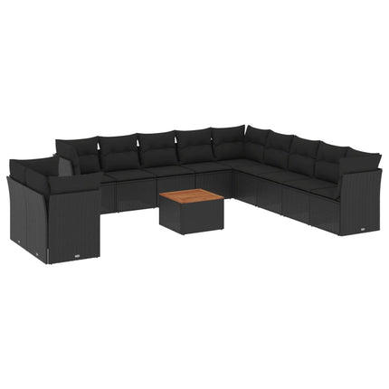 sofasæt til haven 12 dele med hynder polyrattan sort