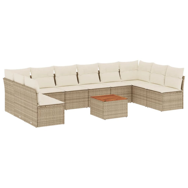 sofasæt til haven 11 dele med hynder polyrattan beige