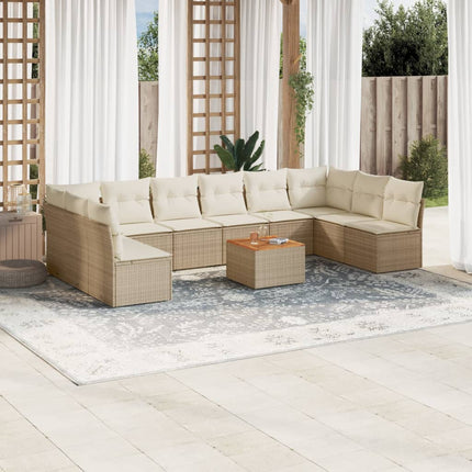 sofasæt til haven 11 dele med hynder polyrattan beige