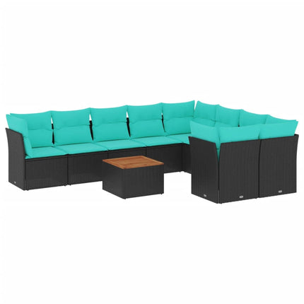 sofasæt til haven 10 dele med hynder polyrattan sort