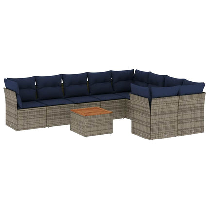 sofasæt til haven 10 dele med hynder polyrattan grå