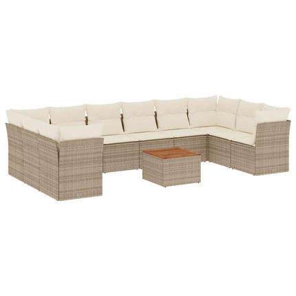 sofasæt til haven 11 dele med hynder polyrattan beige