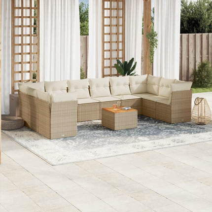 sofasæt til haven 11 dele med hynder polyrattan beige