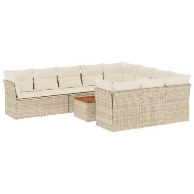 sofasæt til haven 11 dele med hynder polyrattan beige