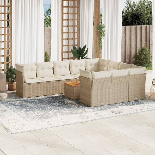 sofasæt til haven 11 dele med hynder polyrattan beige