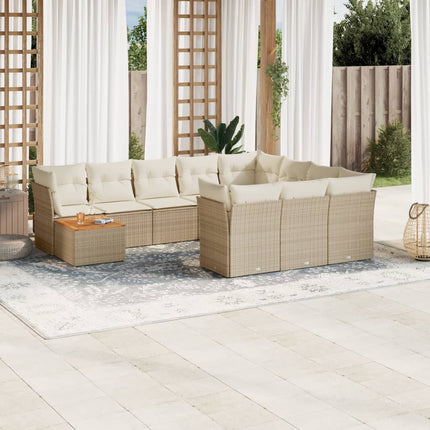 sofasæt til haven 11 dele med hynder polyrattan beige