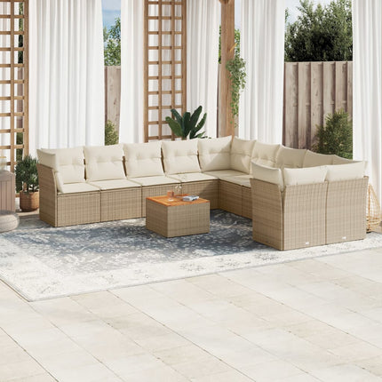 sofasæt til haven 11 dele med hynder polyrattan beige